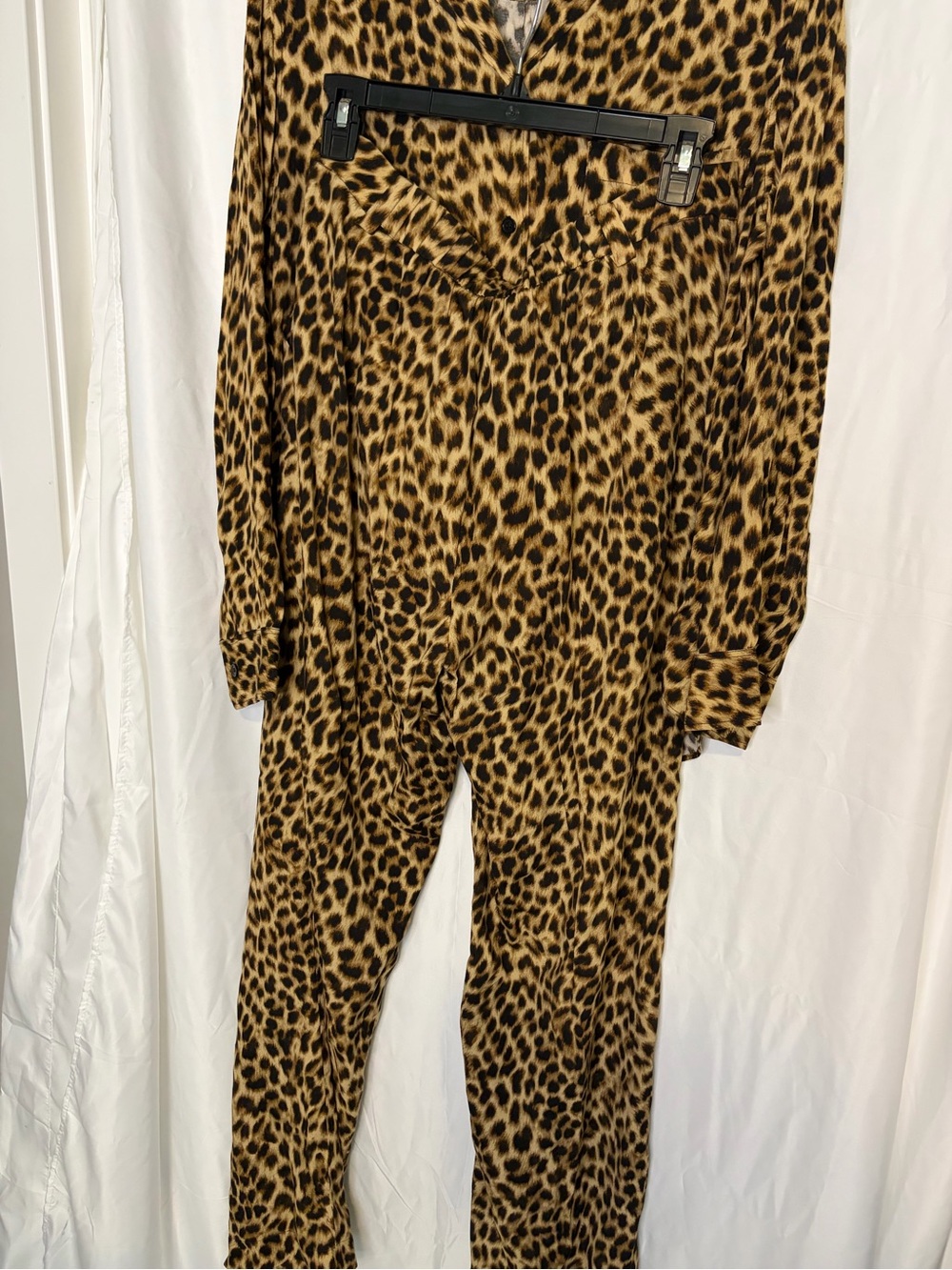 Zara Leopard Print Jumpsuit - Black and Tan - Picture 9 of 16